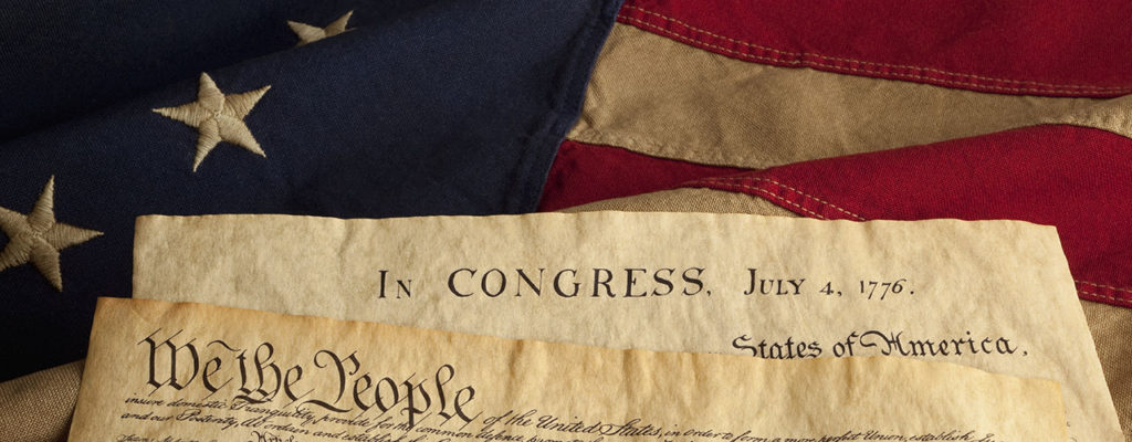 Declaration of Independence and US Flag